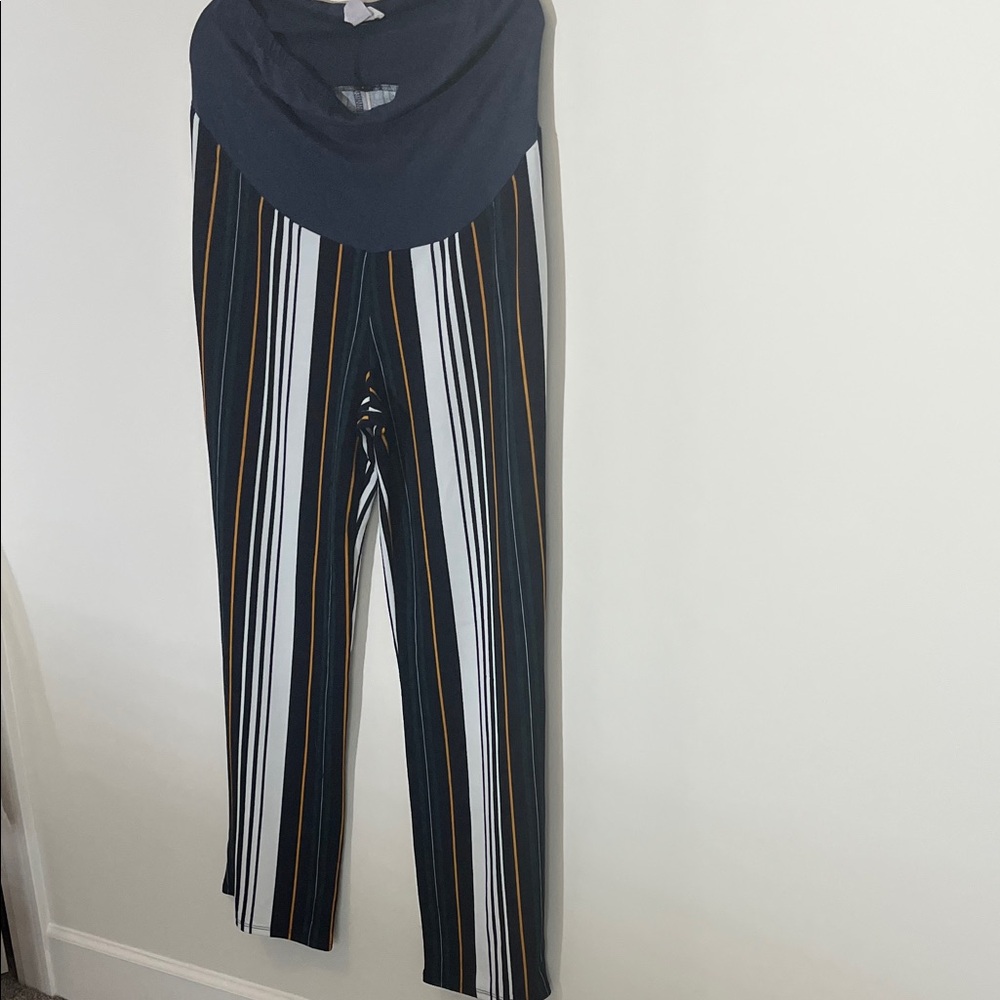 Elegant Navy Striped Women's Trousers
